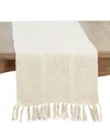 Saro Lifestyle Stitched Line Table Runner, 16" X 72" In White