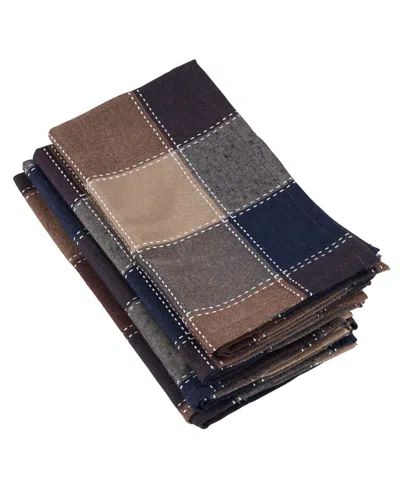 Saro Lifestyle Stitched Plaid Design Napkins, Set Of 4 In Multi