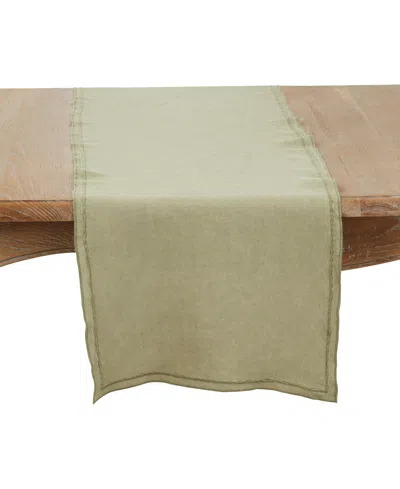 Saro Lifestyle Stonewashed Overlock Edge Table Runner, 16" X 72"