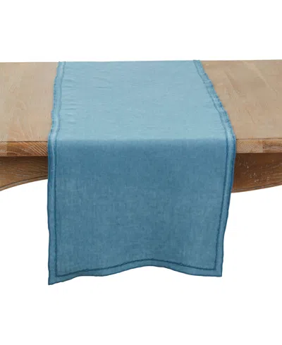 Saro Lifestyle Stonewashed Overlock Edge Table Runner, 16" X 72"