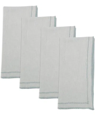 Saro Lifestyle Stonewashed Overlock Linen Edge Napkins, 20" X 20" In Blue Gray