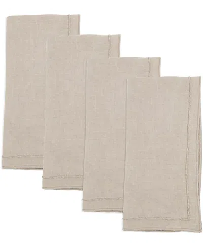 Saro Lifestyle Stonewashed Overlock Linen Edge Napkins, 20" X 20" In Natural