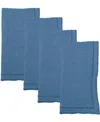 Saro Lifestyle Stonewashed Overlock Linen Edge Napkins, 20" X 20" In Navy Blue