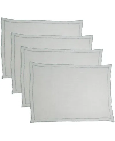 Saro Lifestyle Stonewashed Overlock Linen Edge Placemats, 14" X 20" In Blue Gray