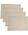 Saro Lifestyle Stonewashed Overlock Linen Edge Placemats, 14" X 20" In Natural