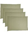Saro Lifestyle Stonewashed Overlock Linen Edge Placemats, 14" X 20" In Olive