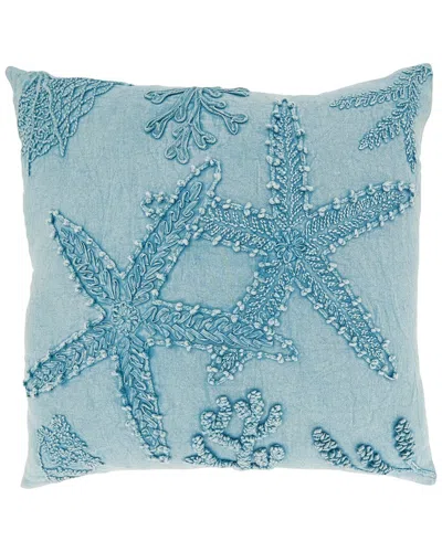 Saro Lifestyle Stonewashed Starfish Pillow In Blue
