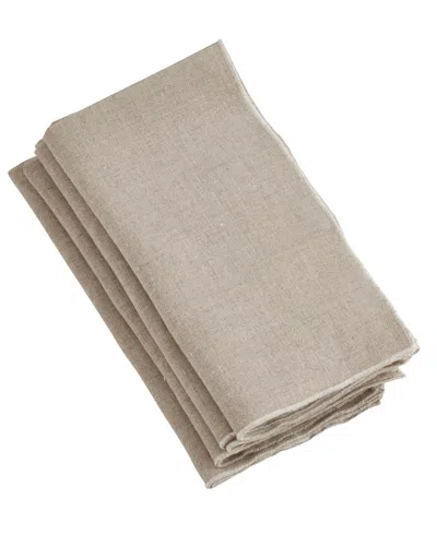 Saro Lifestyle Stonewashed Stitch Border Table Napkins, Set Of 4 In Gray