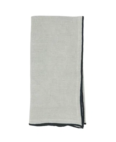 Saro Lifestyle Stonewashed Stitch Border Table Napkins Set Of 4,20"x20" In Blue-grey