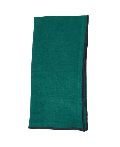 Saro Lifestyle Stonewashed Stitch Border Table Napkins Set Of 4,20"x20" In Green