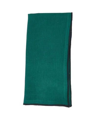 Saro Lifestyle Stonewashed Stitch Border Table Napkins Set Of 4,20"x20" In Jasper Green