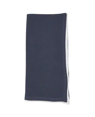 Saro Lifestyle Stonewashed Stitch Border Table Napkins Set Of 4,20"x20" In Midnight Blue