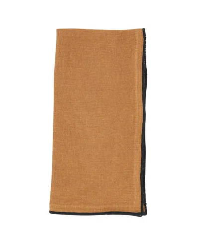 Saro Lifestyle Stonewashed Stitch Border Table Napkins Set Of 4,20"x20" In Terracotta