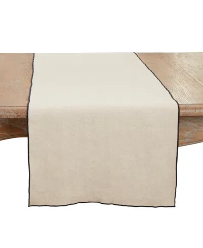 Saro Lifestyle Stonewashed Stitched Edge Table Runner, 16"x72" In Black,natural