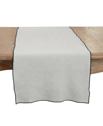 Saro Lifestyle Stonewashed Stitched Edge Table Runner, 16"x72" In Blue-grey