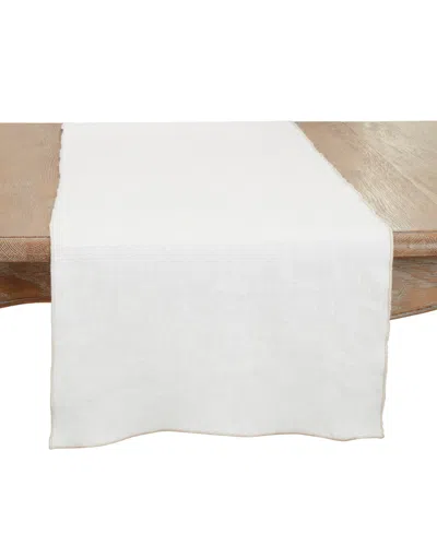 Saro Lifestyle Stonewashed Stitched Edge Table Runner, 16"x72" In White