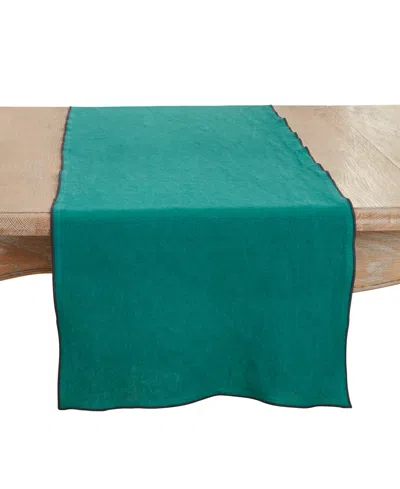 Saro Lifestyle Stonewashed Stitched Edge Table Runner, 16"x72" In Green