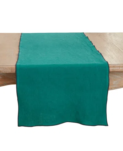 Saro Lifestyle Stonewashed Stitched Edge Table Runner, 16"x72" In Jasper Green