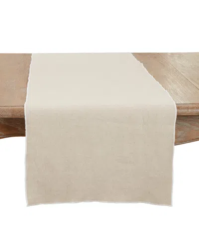 Saro Lifestyle Stonewashed Stitched Edge Table Runner, 16"x72" In Neutral