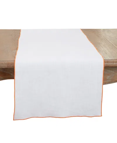 Saro Lifestyle Stonewashed Stitched Edge Table Runner, 16"x72" In Orange