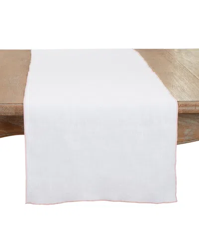 Saro Lifestyle Stonewashed Stitched Edge Table Runner, 16"x72" In White