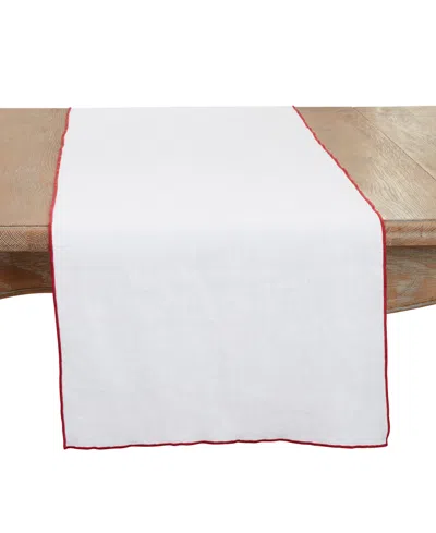Saro Lifestyle Stonewashed Stitched Edge Table Runner, 16"x72" In Red