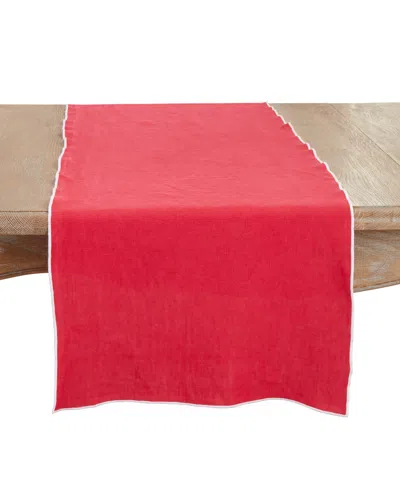 Saro Lifestyle Stonewashed Stitched Edge Table Runner, 16"x72" In Red
