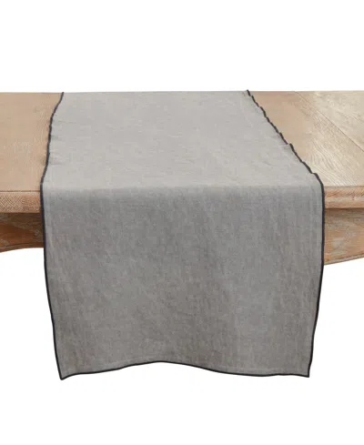 Saro Lifestyle Stonewashed Stitched Edge Table Runner, 16"x72" In Slate