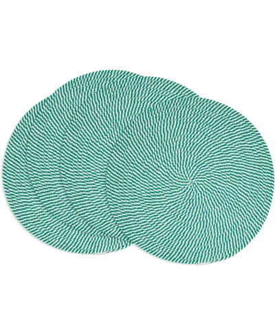 Saro Lifestyle Stripe Of Mint Placemats, 15" Round In Green