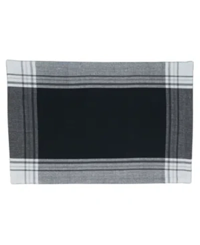 Saro Lifestyle Striped Border Design Placemats, Set Of 4, 19" X 13" In Black