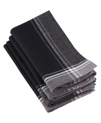 Saro Lifestyle Striped Border Table Napkins, Set Of 4 In Black