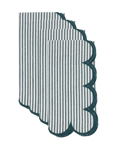 Saro Lifestyle Striped Cotton Decorative Napkins, Set Of 4 In Green