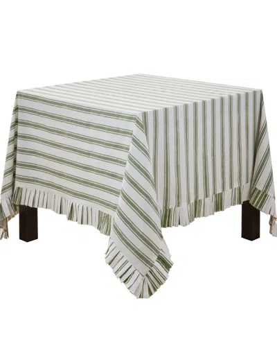 Saro Lifestyle Striped Cotton Tablecloth, 70" X 70" In Green