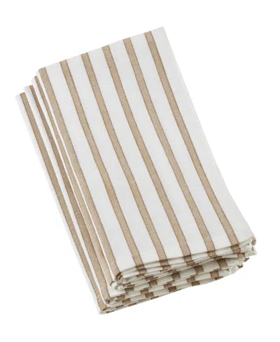 Saro Lifestyle Striped Design Table Napkins, Set Of 4 In Brown