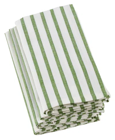 Saro Lifestyle Striped Design Table Napkins, Set Of 4 In Green