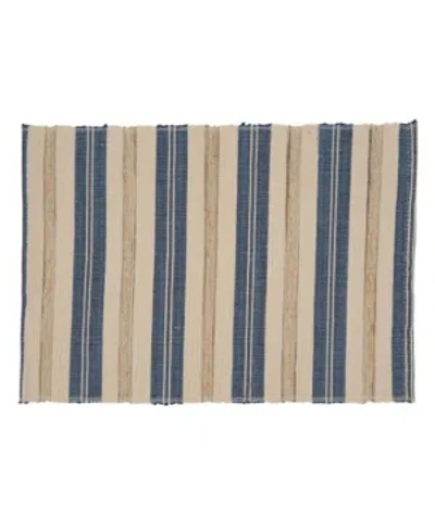 Saro Lifestyle Striped Placemat Set Of 4 In Blue