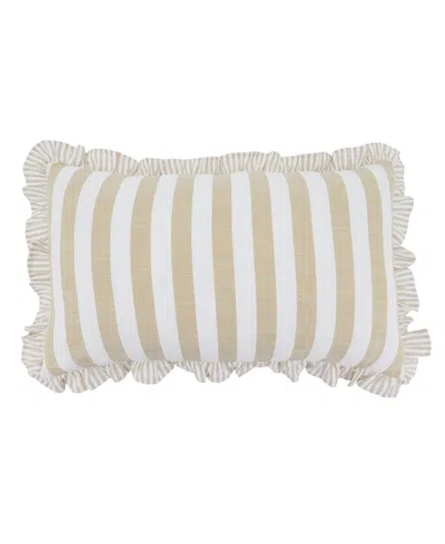 Saro Lifestyle Striped Ruffle Edge Decorative Pillow, 12" X 20" In Multi