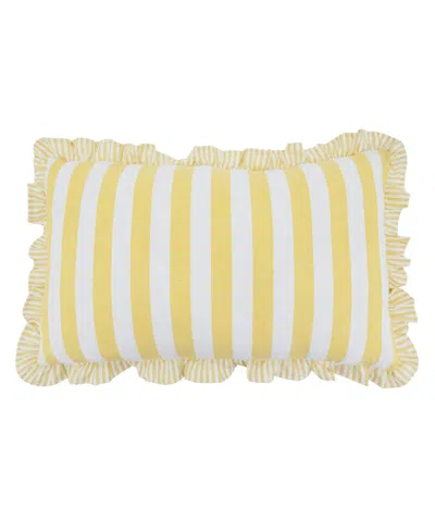 Saro Lifestyle Striped Ruffle Edge Decorative Pillow, 12" X 20" In Yellow