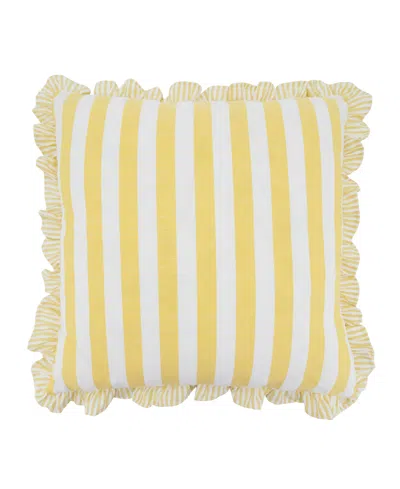 Saro Lifestyle Striped Ruffle Edge Decorative Pillow, 18" X 18" In Multi