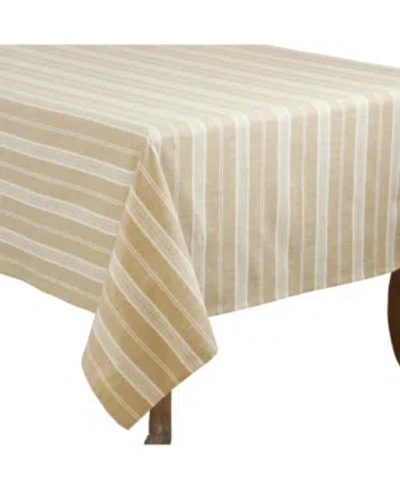 Saro Lifestyle Striped Tablecloth In Khaki