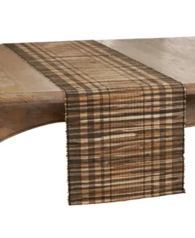 Saro Lifestyle Striped Water Hyacinth Runner In Brown
