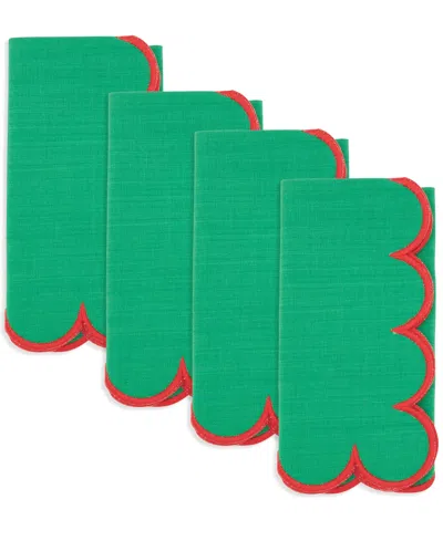Saro Lifestyle Sweet Edge Scalloped Napkin, Set Of 4 In Green