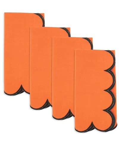 Saro Lifestyle Sweet Edge Scalloped Napkin, Set Of 4 In Orange