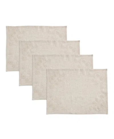 Saro Lifestyle Swirl Embroidered Placemats, Set Of 4 In Neutral