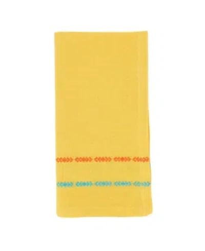 Saro Lifestyle Table Napkins With Dobby Border Design, Set Of 4, 18" X 18" In Yellow