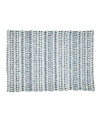 Saro Lifestyle Table Placemats With Woven Line Design Set Of 4, 20" X 14" In Blue