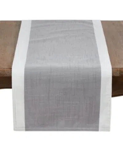 Saro Lifestyle Table Runner With Banded Border, 54" X 16" In Silver