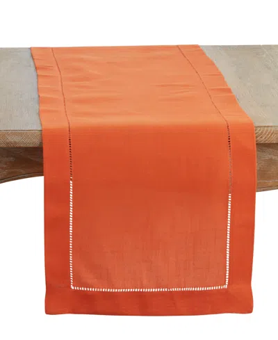 Saro Lifestyle Table Runner With Hemstitched Border, 16" X 72" In Orange