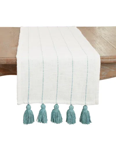 Saro Lifestyle Tassel Fantasy Stripe Table Runner, 16"x72" In Mint