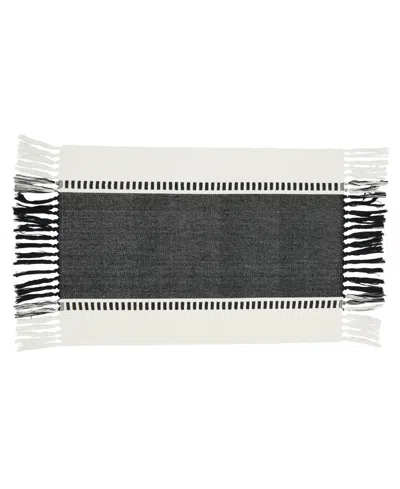 Saro Lifestyle Tassel Trimmed Stripe Placemat Set Of 4, 14"x20" In Black